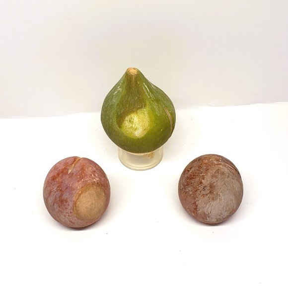 Alabaster Stone Marble Fruit Green FIG Purple PLUM Lot x3 Vintage Faux Realistic - Picture 4 of 8